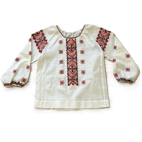 Ukrainian Embroidered Blouse Folk Dance Costume Shirt Semi-Sheer Medium - Picture 1 of 5